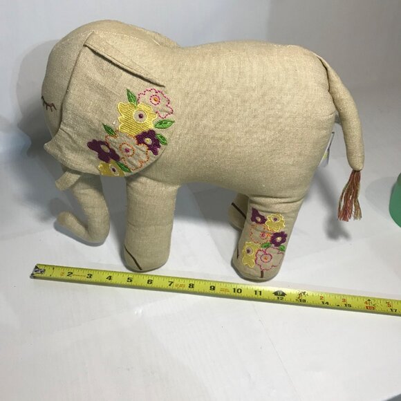 Handcrafted Linen Elephant With Colorful Embroidery - Made In India - 11.5 Inche - Picture 5 of 10